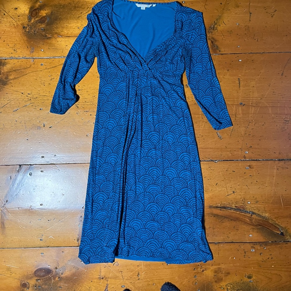 Blue scales fans viscose dress Boden Easter